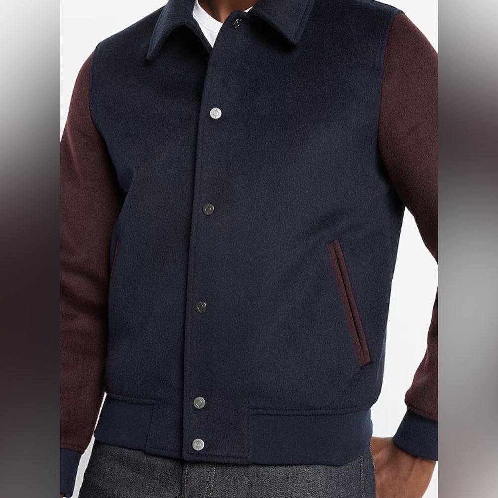 Express Colorblock Wool-Blend Water Resistant Bomber Jacket - Picture 6 of 6